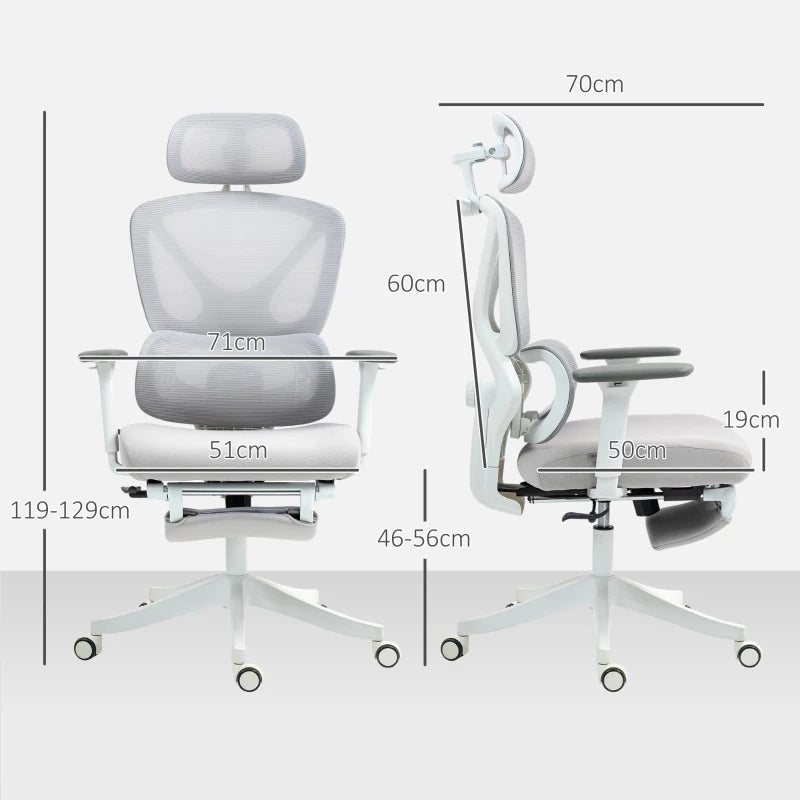 Ergonomic Adjustable Office Chair in Grey - Comfort & Support for Home and Office Use, Perfect for Long Hours