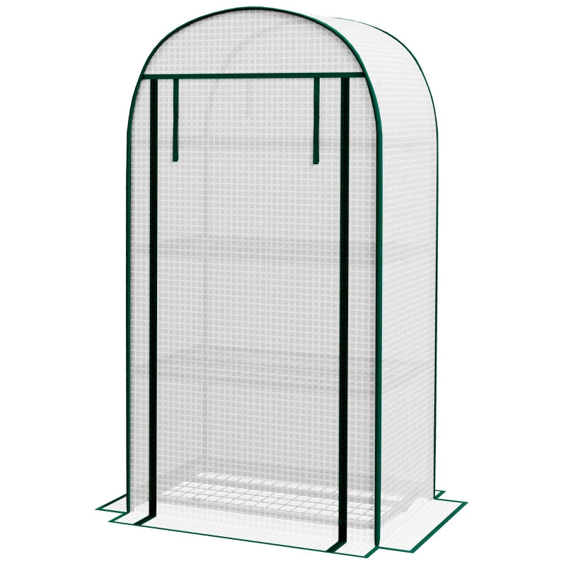 Portable White Mini Greenhouse with Storage Shelf