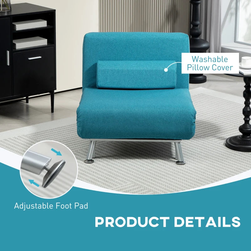 Linen-Feel Dark Blue Sleeper Chair for Stylish and Comfortable Guest Accommodation