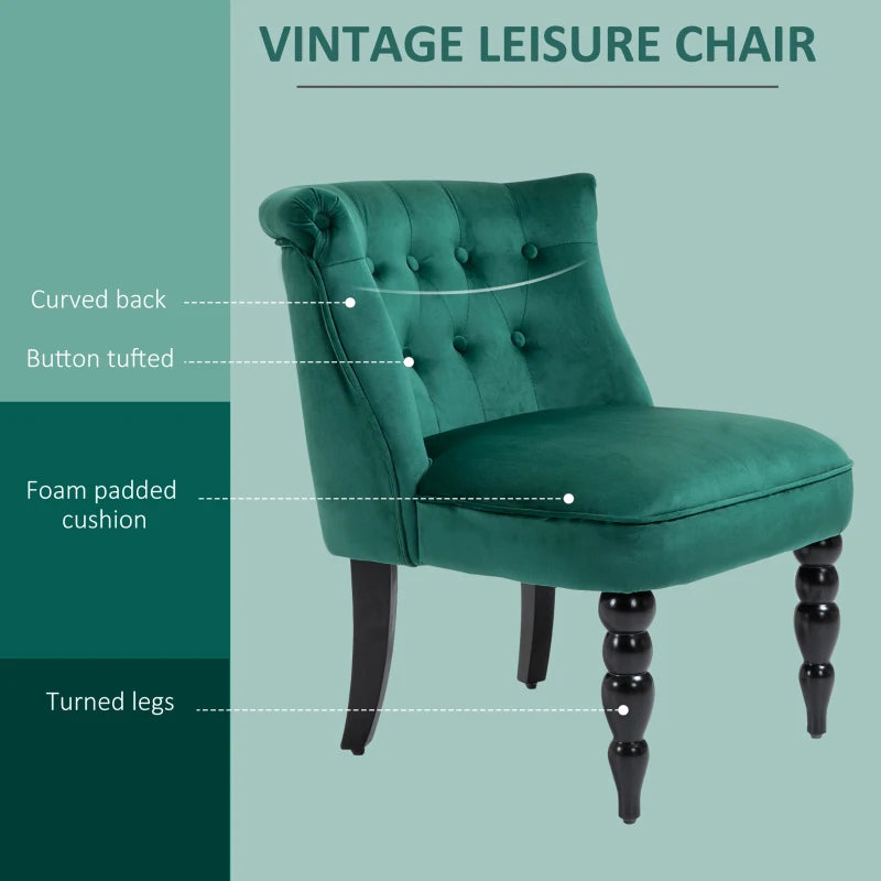 Velvet-Feel Wingback Accent Chair with Wooden Legs in Green - Stylish Home Furniture