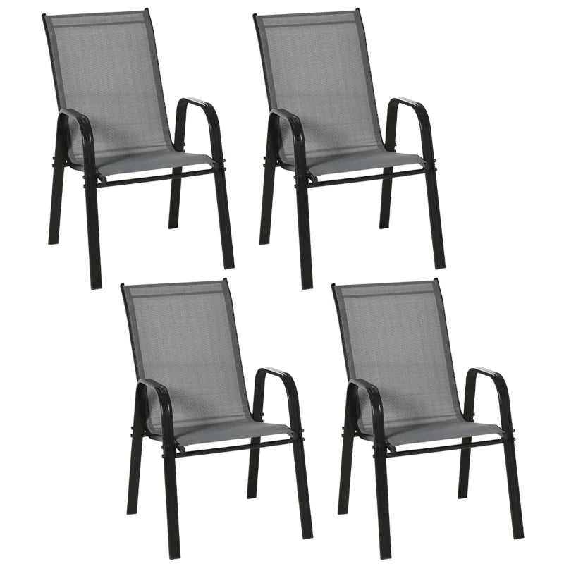 Dark Grey Stackable Outdoor Dining Chairs Set of 4