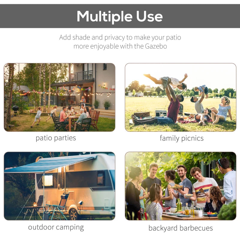 Charcoal Grey Metal Patio Gazebo Awning 3x2.5m