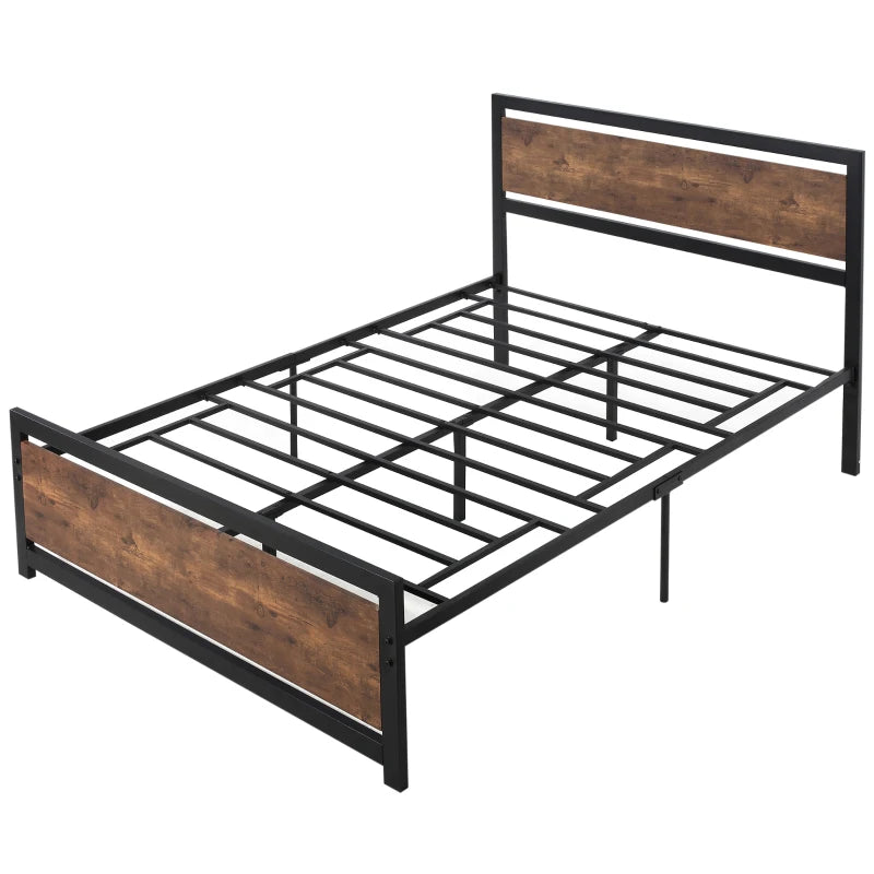 Double Size Metal Bed Frame with Headboard & Footboard - Sturdy Slat Support & Underbed Storage - Ideal Bedroom Furniture for Adults