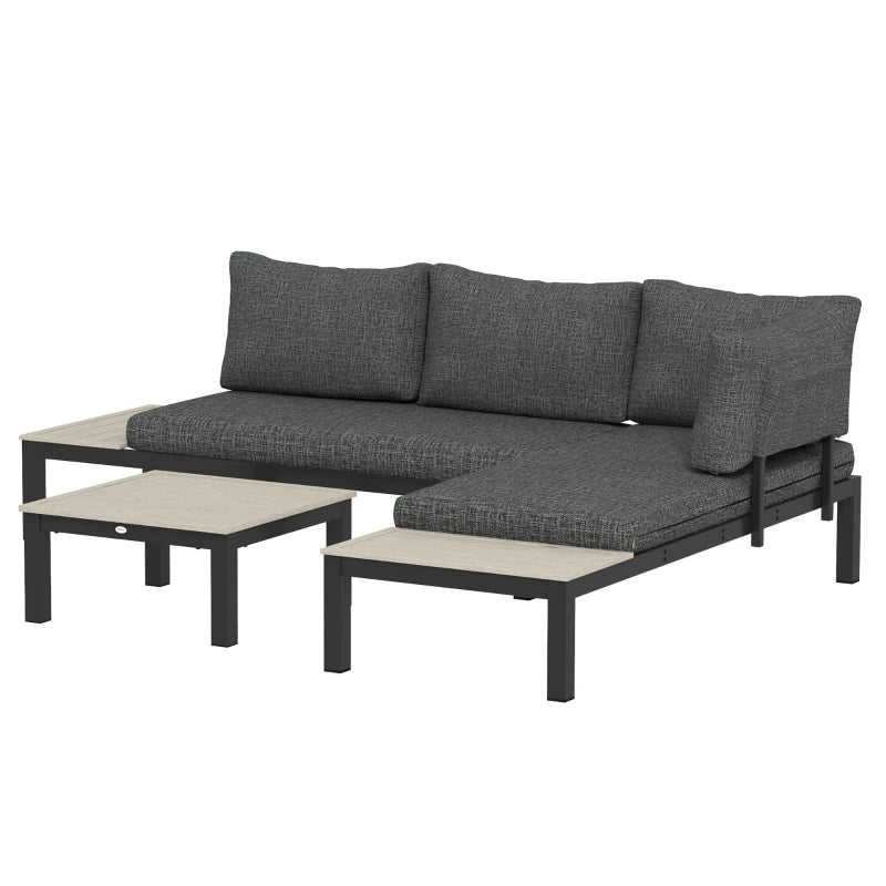 Aluminium 4 Seater Outdoor Corner Sofa Set with Cushions and Coffee Table