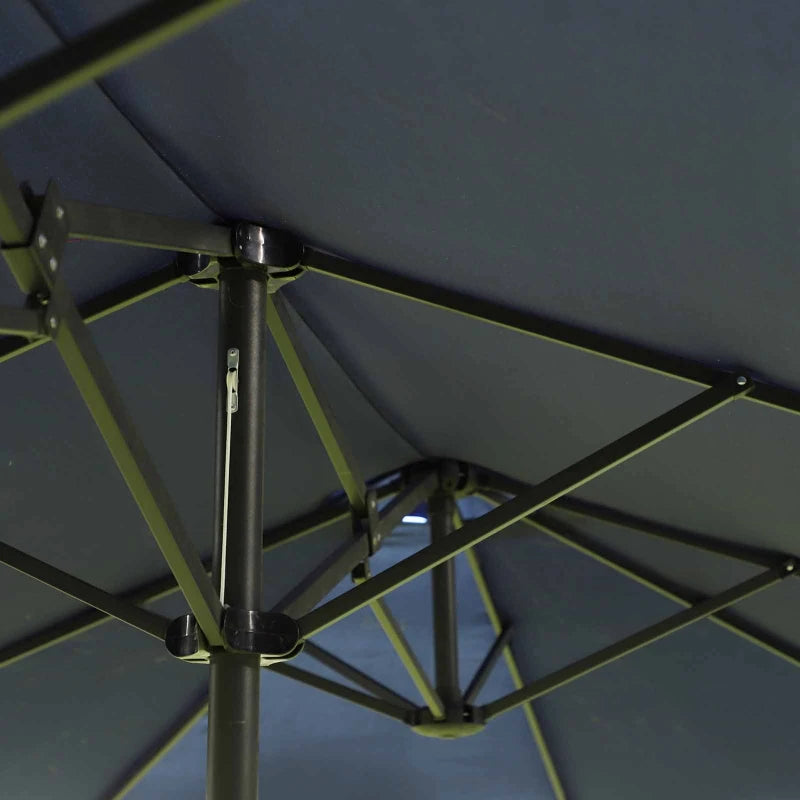 Blue Double-Sided Patio Umbrella - 2.7m Diameter