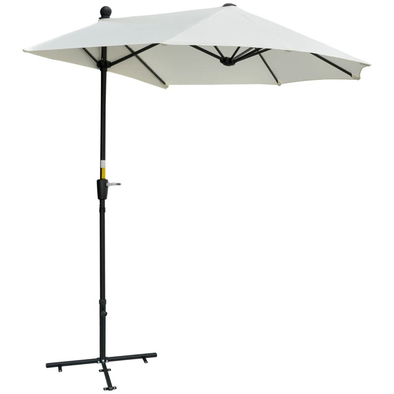2m Half Market Umbrella with Crank Handle, Cream White