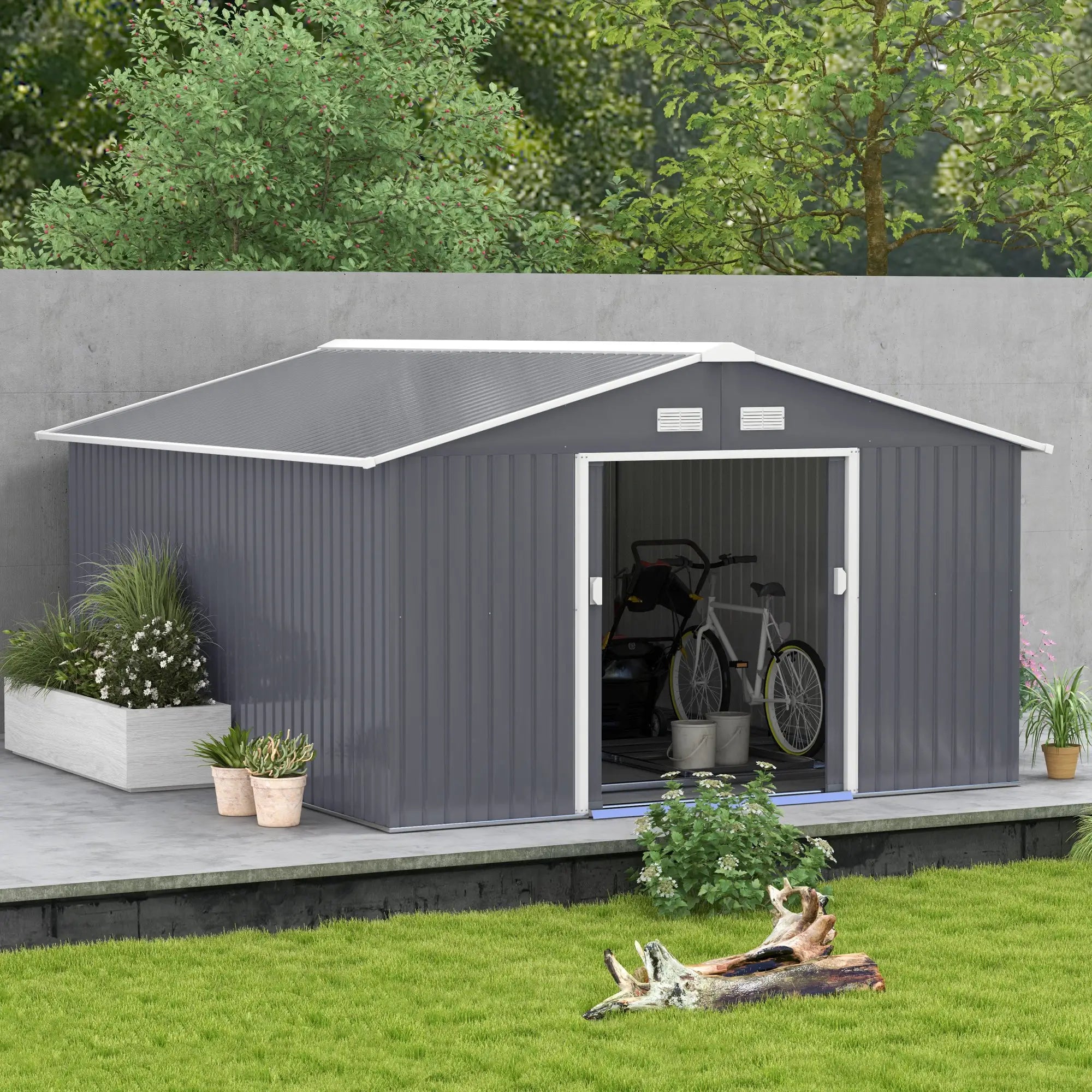 13 x 11ft Corrugated Metal Garden Storage Shed