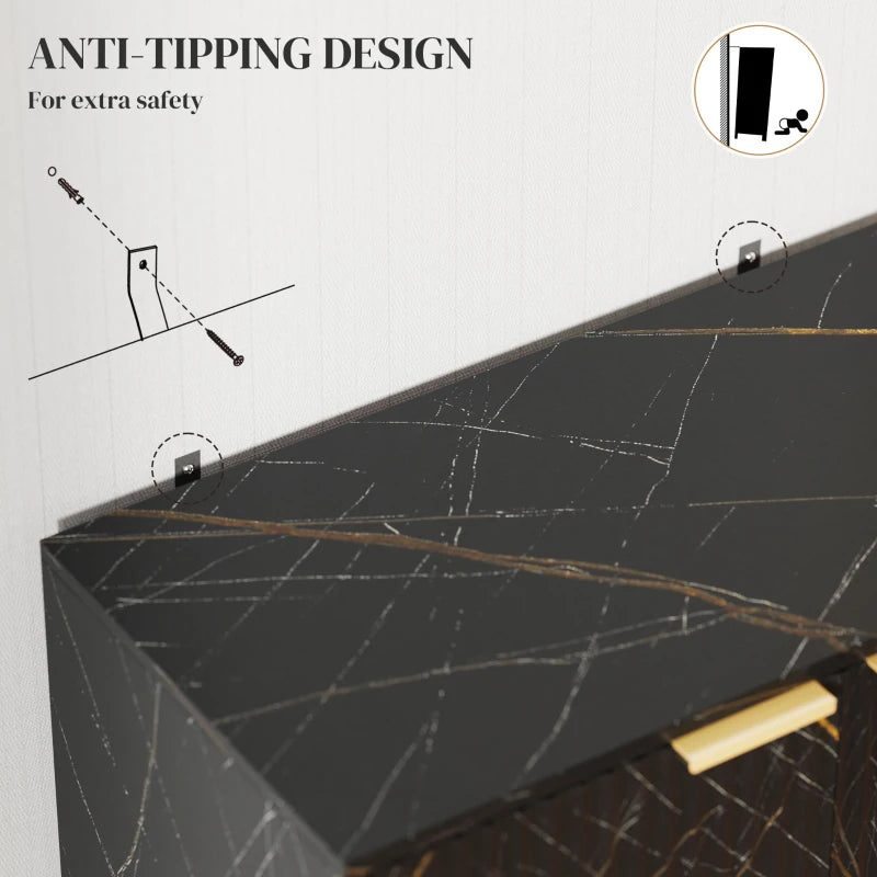 Elegant Black and Gold-Tone Storage Sideboard - Modern Design for Living Room, Dining Room, or Entryway