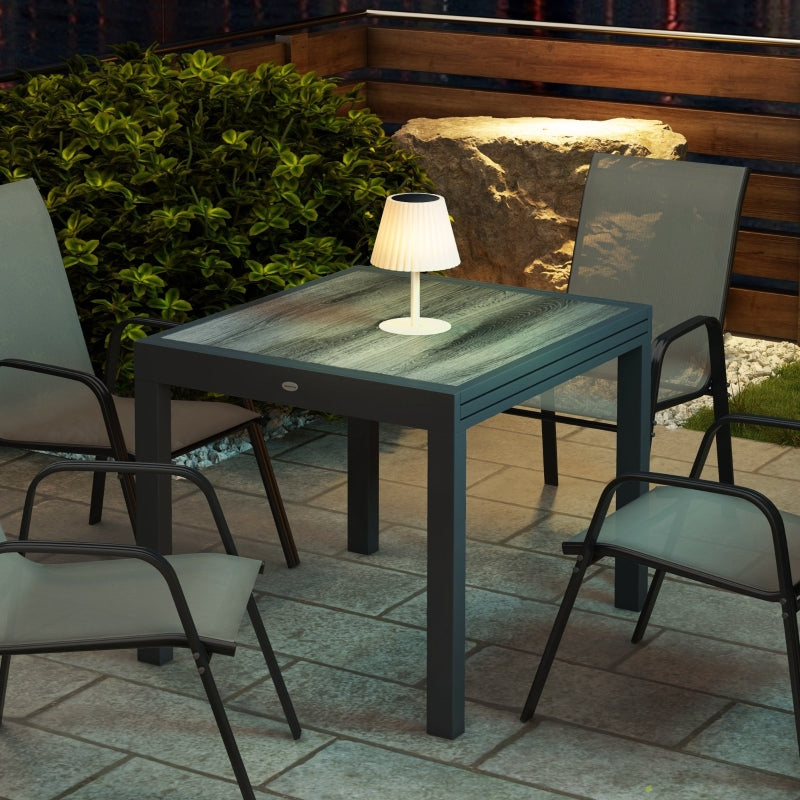 Grey Extendable Outdoor Dining Table for 6, Aluminium Frame, Rectangular Patio Table, 80/160L x 80W x 75H cm