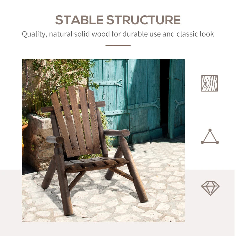 Carbonized Wood Outdoor Adirondack Lounge Chair