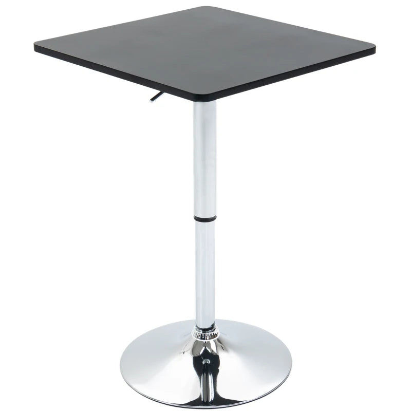 Modern Height Adjustable Counter Bar Table with 360° Swivel Top & Electroplated Metal Base - Black & Silver Pub Desk