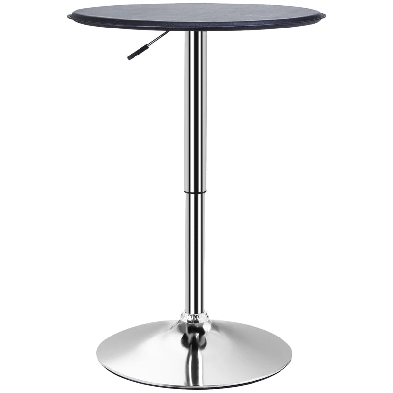 Adjustable Height Round Bar Table - 360° Swivel Counter Pub Table for Kitchen & Cafe - Black Finish