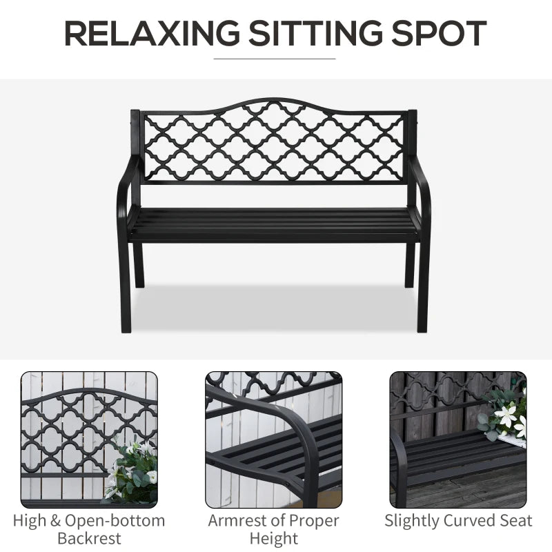 Antique Black 2-Seater Steel Garden Loveseat