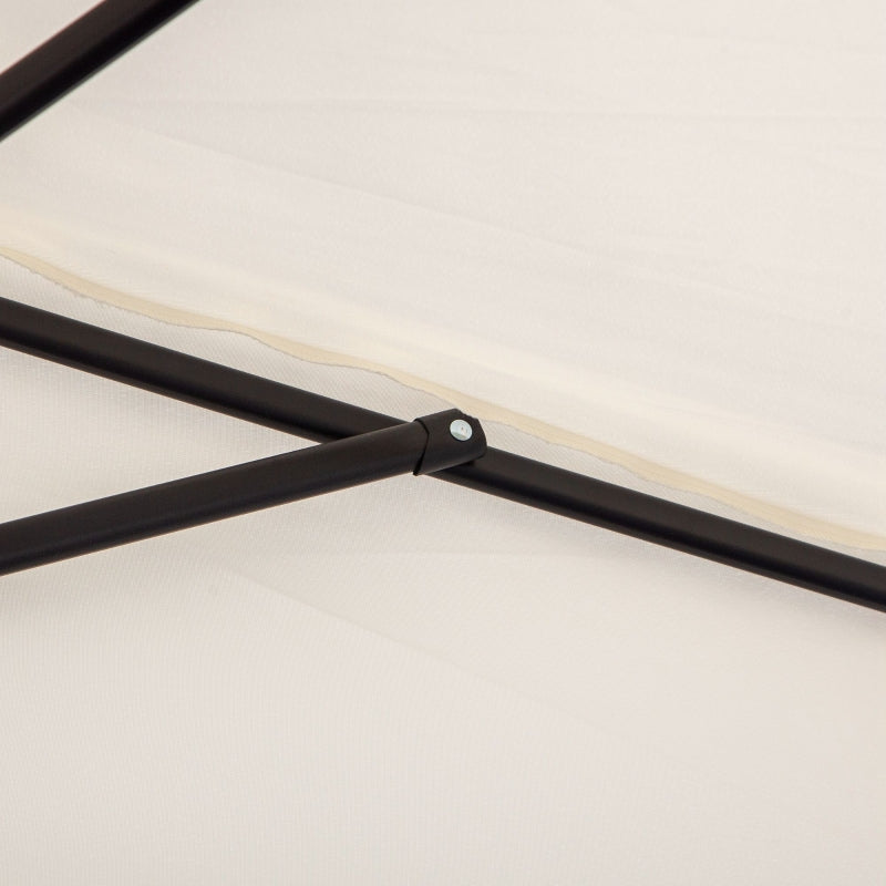 Cream White 3m Half Round Patio Umbrella with Metal Frame and Crank Handle