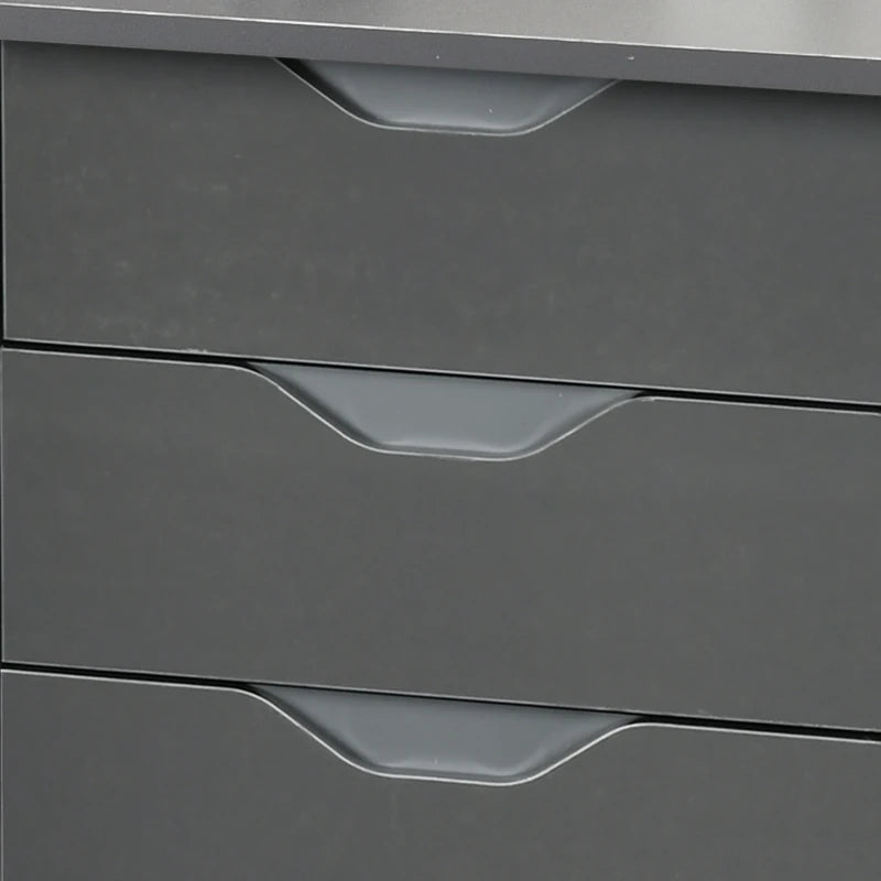 High Gloss Computer Desk with Drawers - Stylish 120x60cm Home Office Workstation & Storage Cabinet in Grey