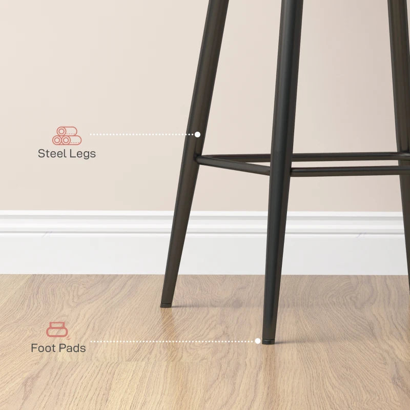 Set of 2 Pink Velvet-Feel Bar Stools - Stylish Modern Seating for Kitchen, Dining Room, or Home Bar