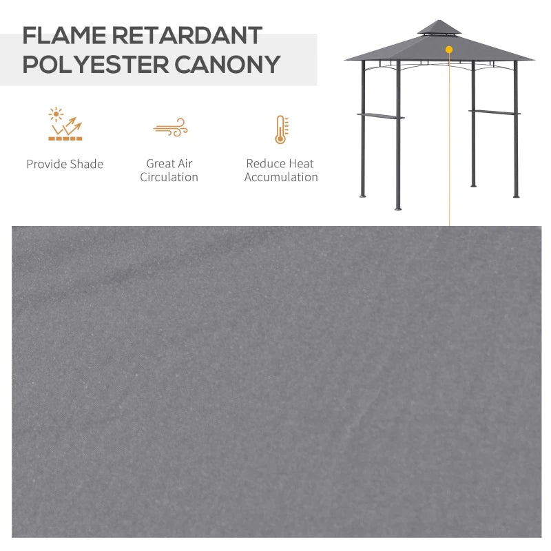 Double-Tier Grey BBQ Gazebo Canopy - 2.5M (8ft)