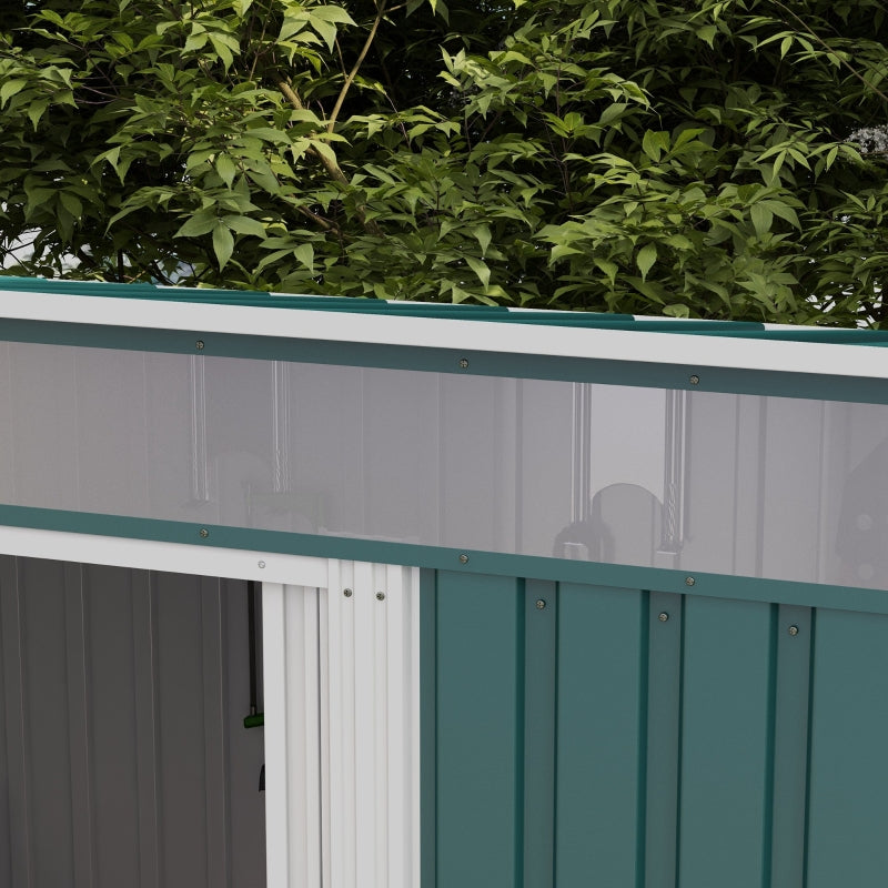 6.5ft x 4ft Green Metal Shed With Sloping Roof