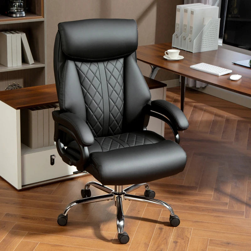 Ergonomic Executive Office Chair with Spring Padding in Black