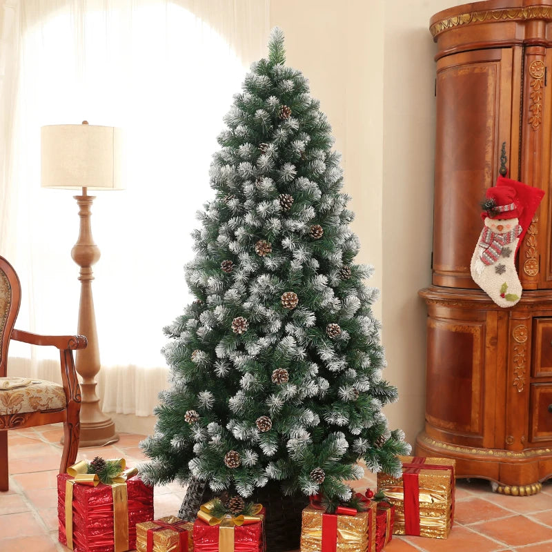 6ft Snow-Dipped Artificial Pine Christmas Tree - Realistic Holiday Decor for Festive Home Decoration