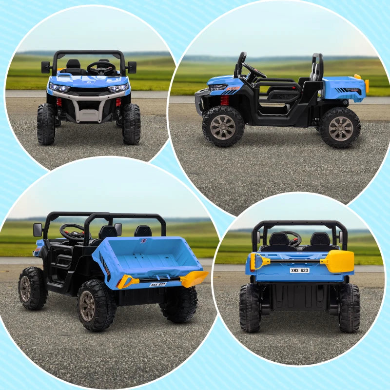 Blue 12V Electric Ride-On Car for Kids with Remote Control and Bucket Seat