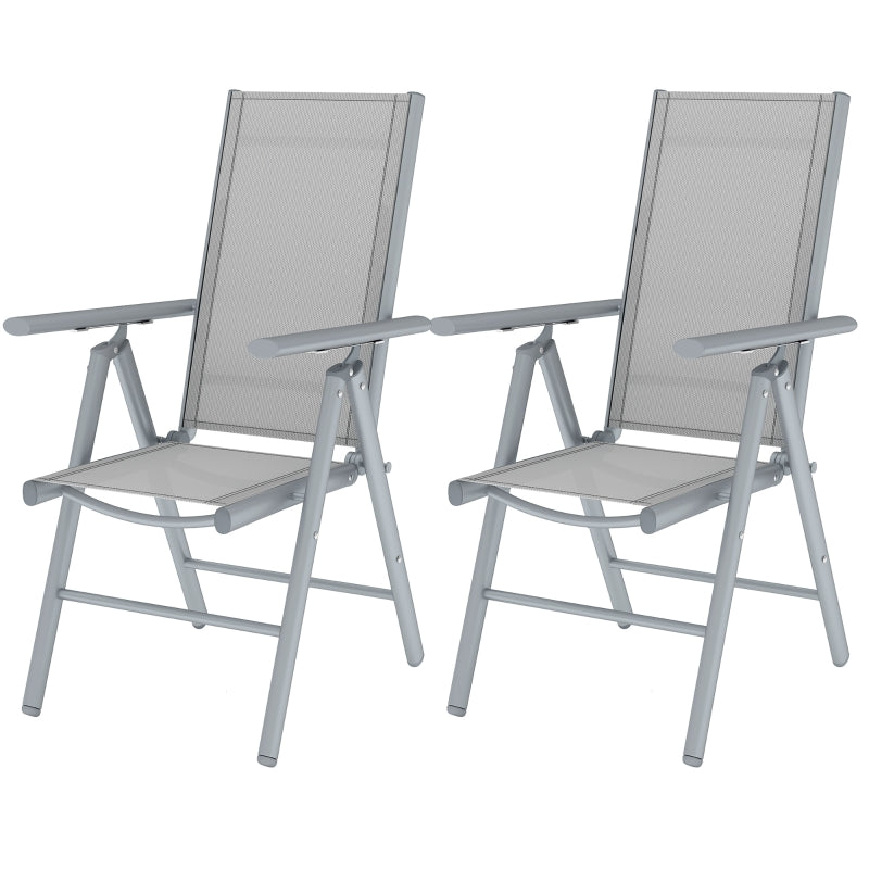 Set of Two Light Grey Aluminium Folding Chairs - Compact and Lightweight Design