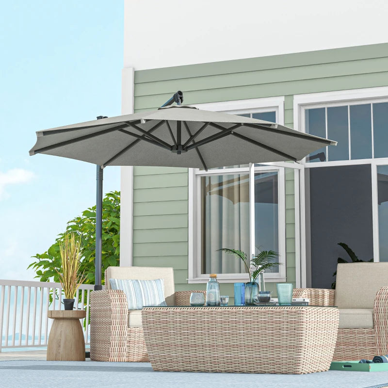 Beige 3m Overhanging Parasol with 360° Rotating Movement