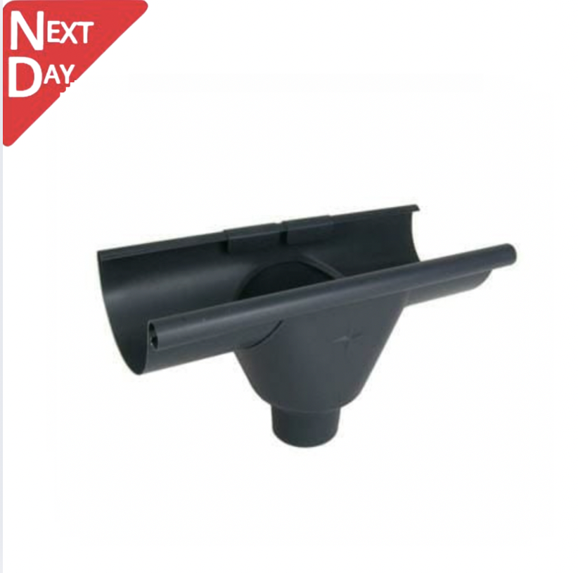 115mm Half Round Anthracite Grey Galvanised Steel 60mm 'prefab' Gutter Outlet