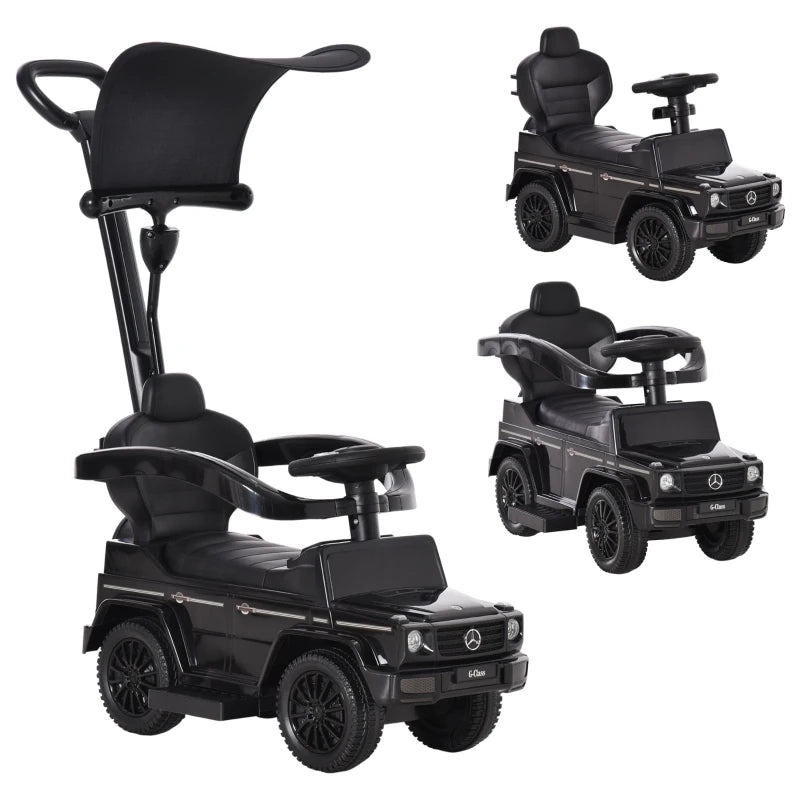 3 in 1 Kids Ride On Push Car Toddler Sliding Car Manual Foot to Floor Slider Push-Along with Horn Steering Wheel Black