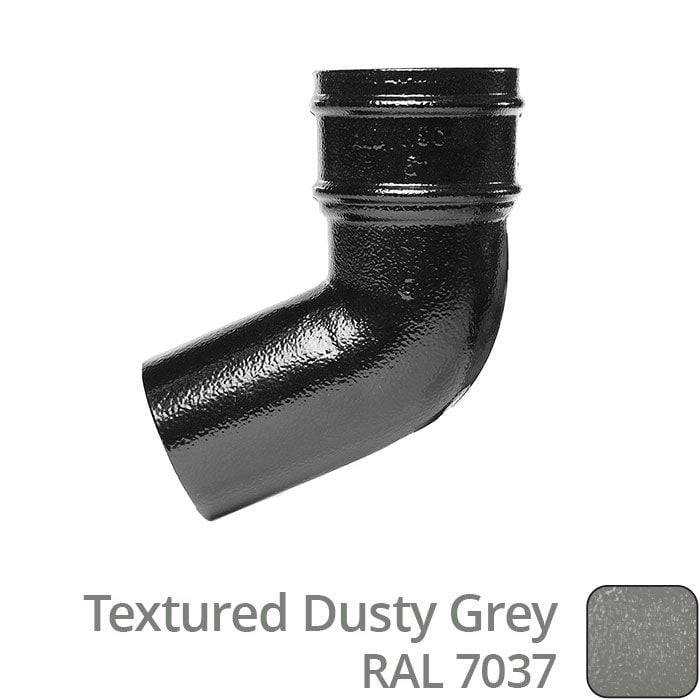 Alumasc 76mm (3") Cast Aluminium Downpipe 112 Degree Bend without Ears - Textured Dusty Grey RAL 7037