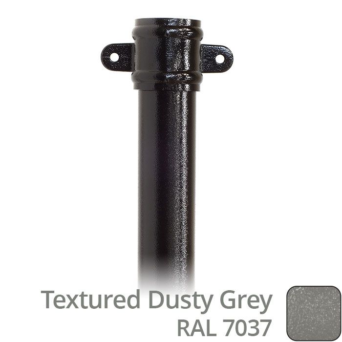 Alumasc 63mm (2.5") x 3m Aluminium Downpipe with Cast Eared Socket - Textured Dusty Grey RAL 7037