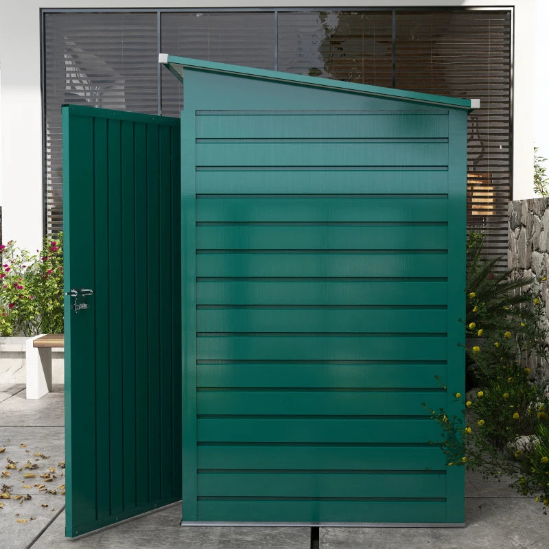 Green 3.7ft x 7.9ft Galvanised Steel Shed With Padlocked Doors
