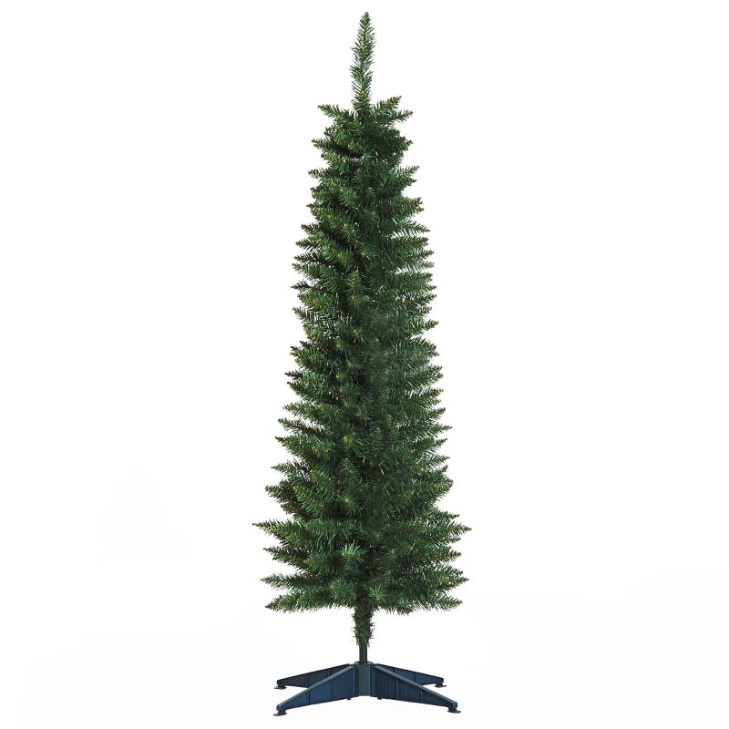 5ft Unlit Pencil Slim Artificial Christmas Tree - Realistic Green Branches with Sturdy Stand for Holiday Decor