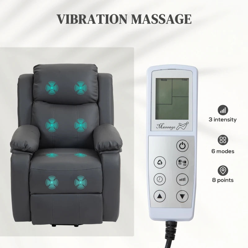 Electric Recliner Chair with Massage and Heat for Elderly, Power Lift Armchair with Remote Control and Extended Footrest