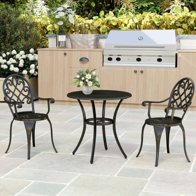 Elegant Black Aluminium Garden Set - 3-Piece Outdoor Furniture