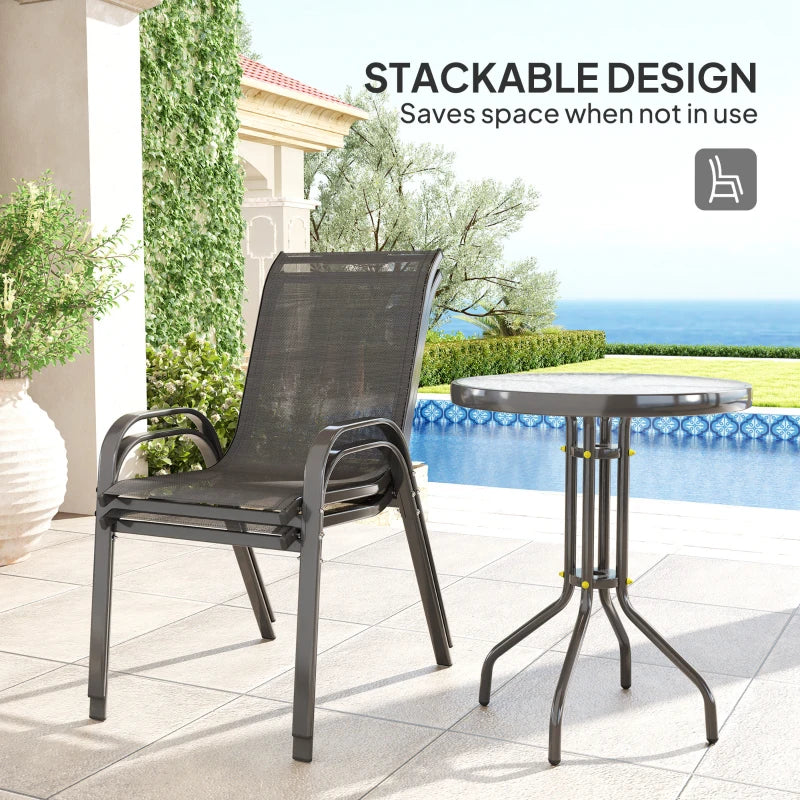 Three-Piece Black Outdoor Garden Furniture Set - Perfect for Patio and Balcony