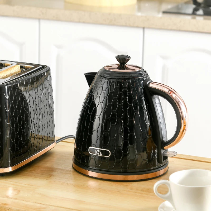 3kW Rapid Boil Black Honeycomb Kettle - Stylish Electric Tea Maker for Fast Boiling Water