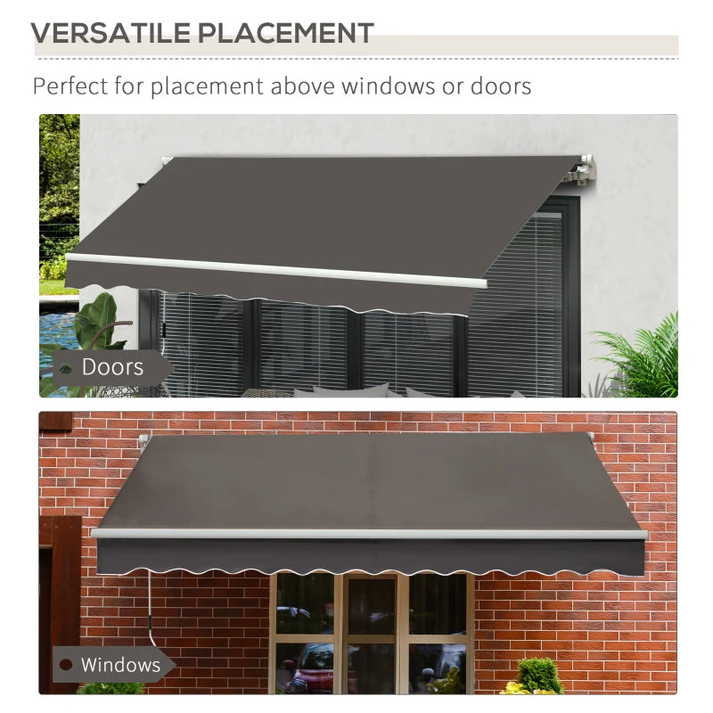 Grey 3m x 2m Retractable Porch Shade