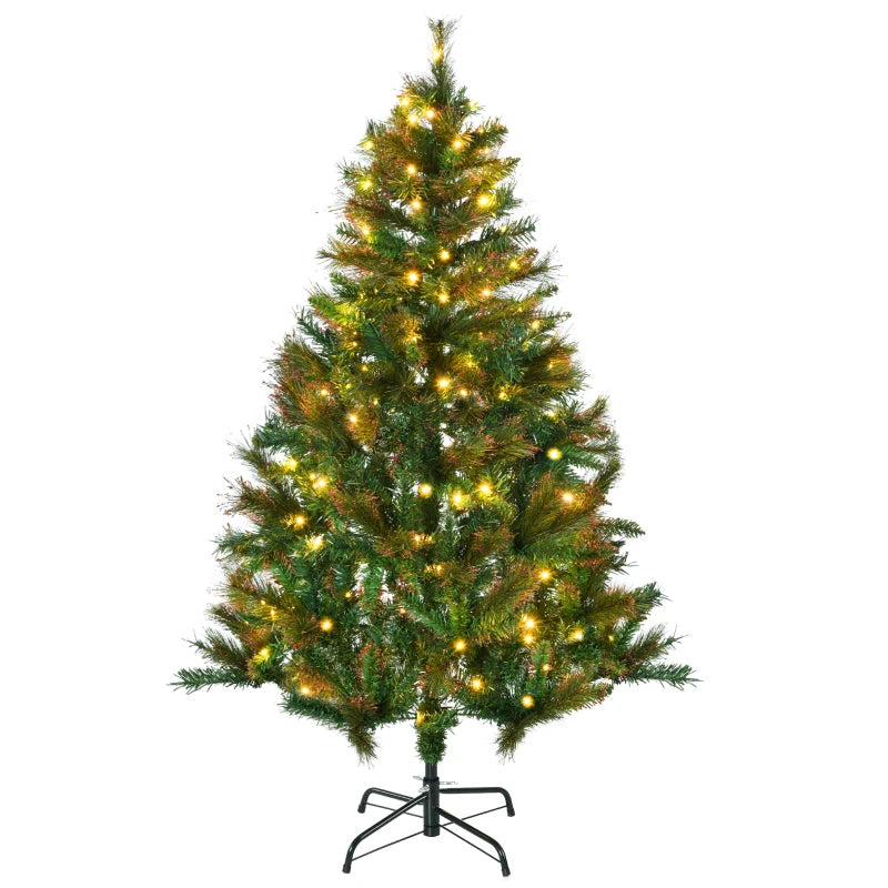 5ft Pre-Lit Artificial Christmas Tree - Warm White LED Spruce Holiday Décor with Metal Stand - Perfect Xmas Decoration