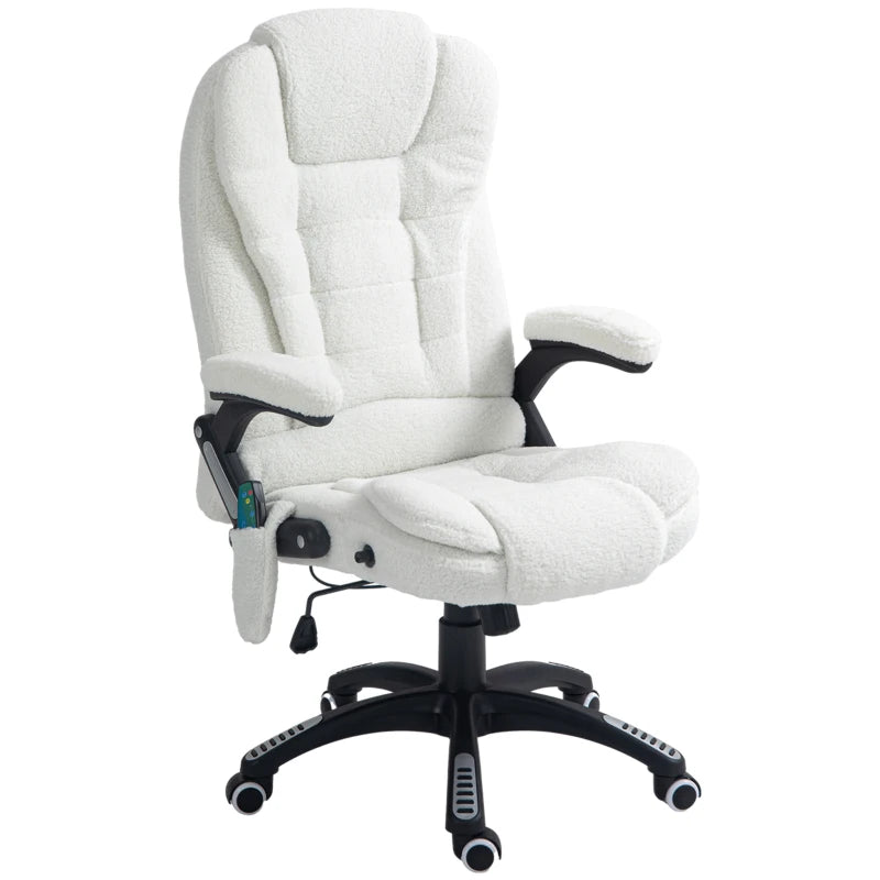 Vinsetto Boucle Six-Point Massage Office Chair - Ergonomic White Design for Ultimate Comfort and Relaxation