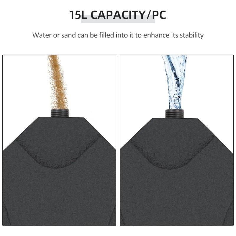 Black 4-Piece Banana Umbrella Stand Weights, Up to 72kg