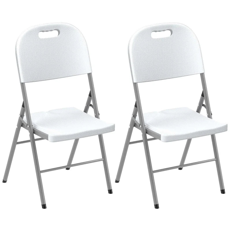 Set of Two White Foldable Outdoor Chairs - Compact Size for Easy Storage