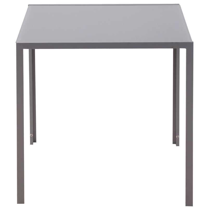 Modern Square Dining Table for 2-4, Glass Top & Metal Legs, Stylish Grey Design for Dining Room & Living Room