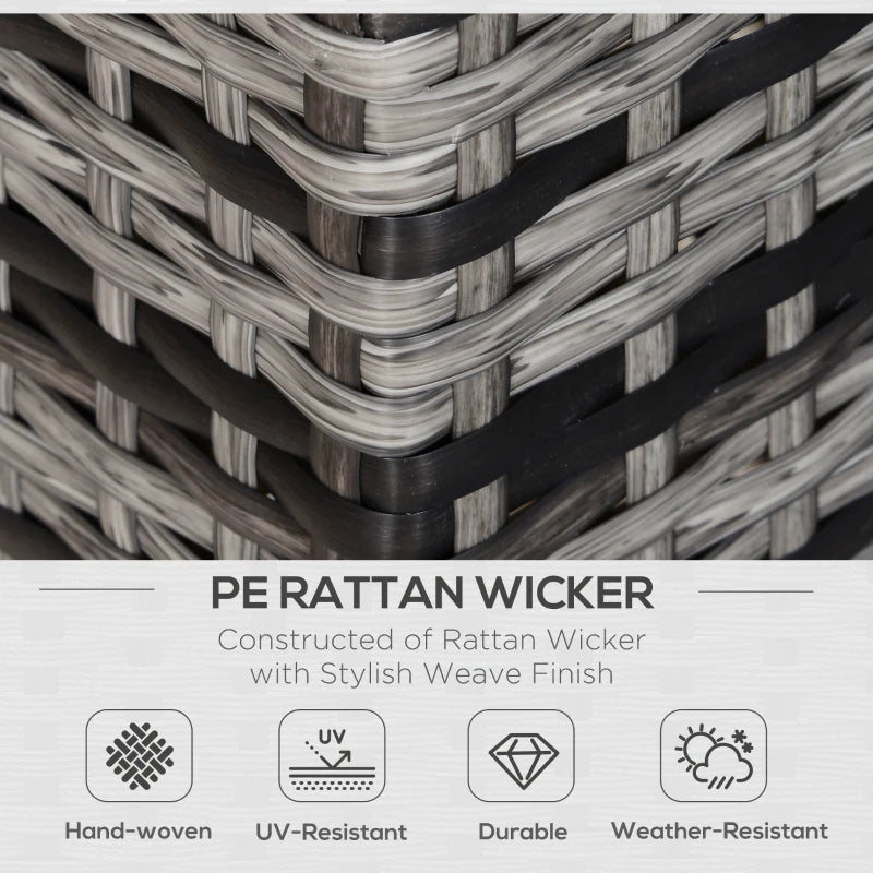 2 Seater Rattan Sofa in Mixed Grey - Soft Padded Cushion & Armrests