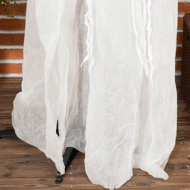 74" Halloween Decorations - Life Size White Witch Holding Pumpkin Head & Skeleton Ghost Prop with Light Up Eyes