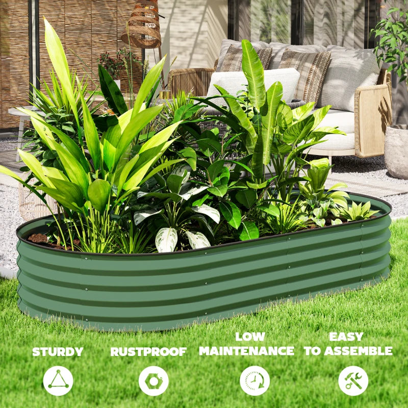 Set of Two 181 x 93cm Green Steel Planters