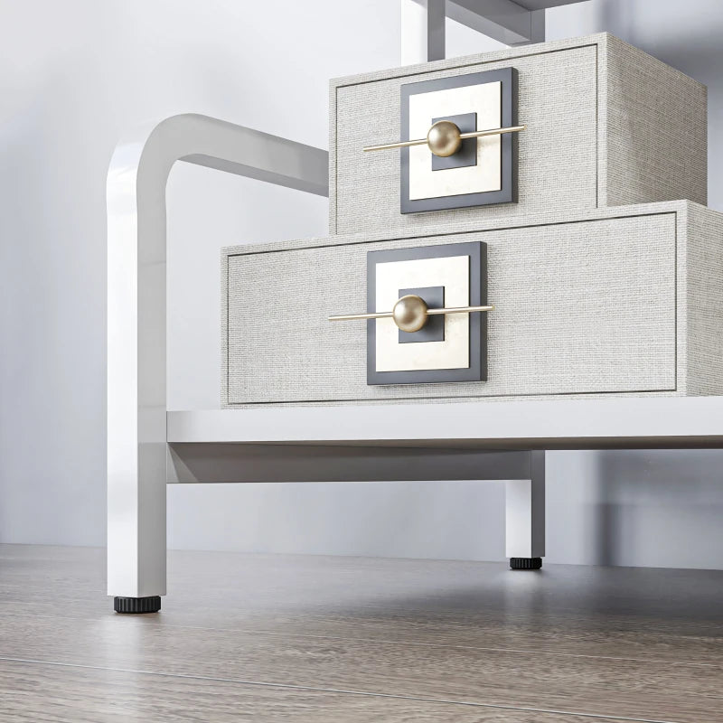 3-Tier Printer Stand with Storage Shelves - White Printer Table for Home Office & Study, 55x40x77cm