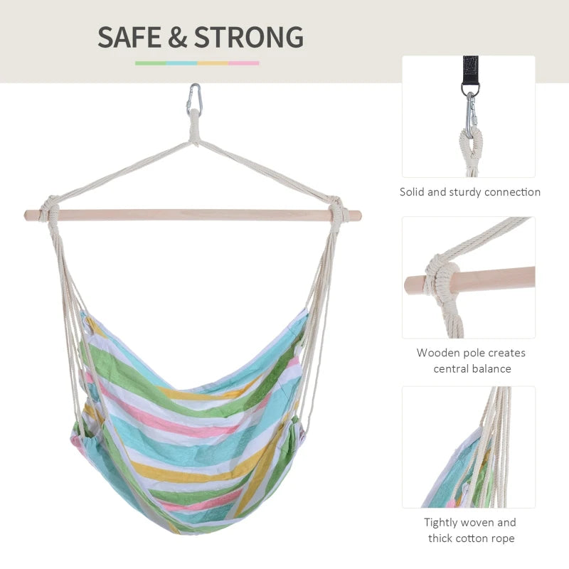 Green Outdoor Hanging Rope Hammock Chair