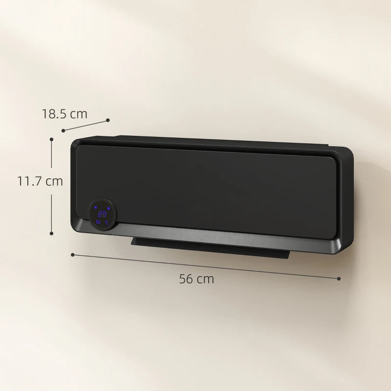 Electric Wall Downflow Heater 2000W with Timer Remote Oscillation for Home Office Bedroom