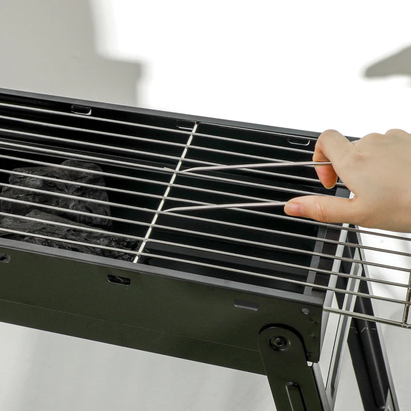 Portable Foldable Charcoal Grill - Compact Black BBQ for Outdoor Cooking and Camping